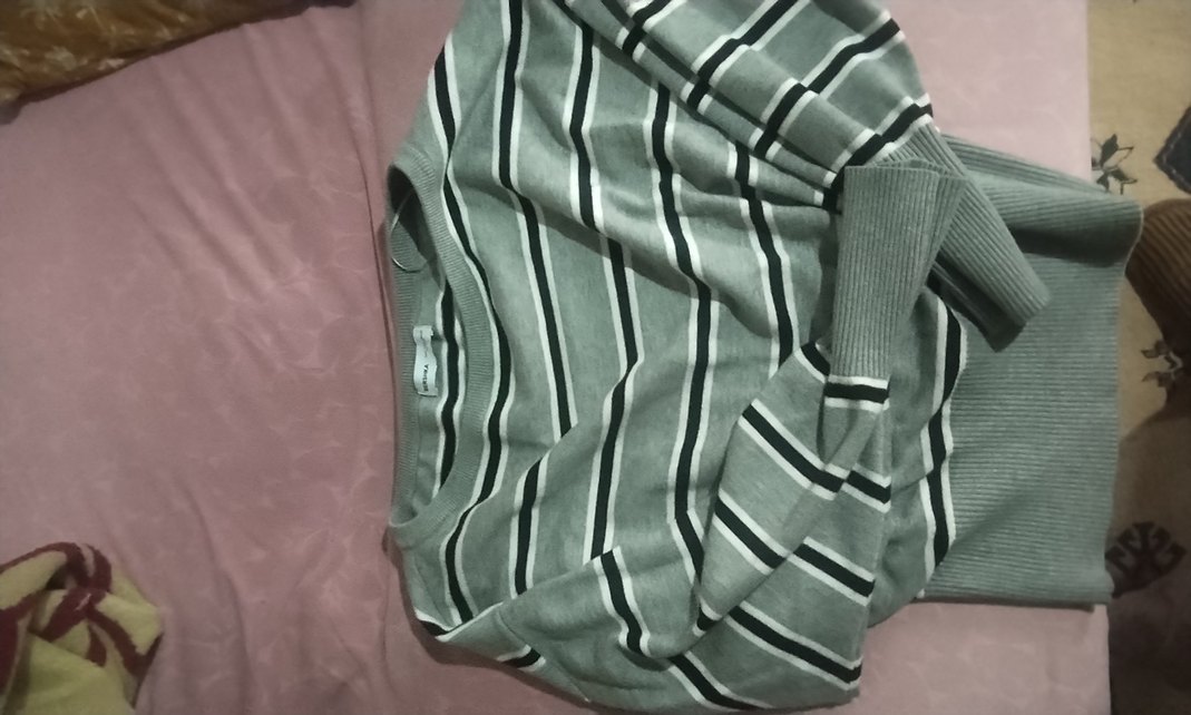 Bershka gri Çizgili Mini Kadın Kazak - Görsel 5