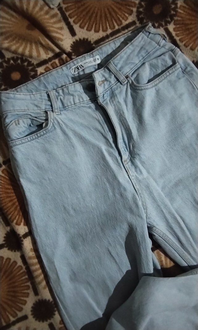 zara Kadın Mavi Baskılı Midi Kot Pantolon - Görsel 2