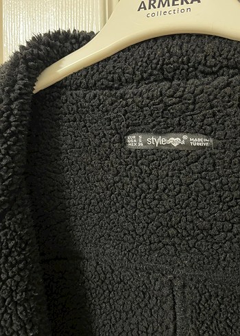 Siyah Süet Tüylü Midi Kadın Ceket - Görsel 3