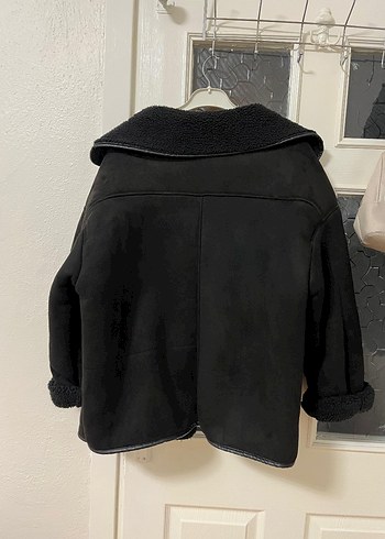 Siyah Süet Tüylü Midi Kadın Ceket - Görsel 2