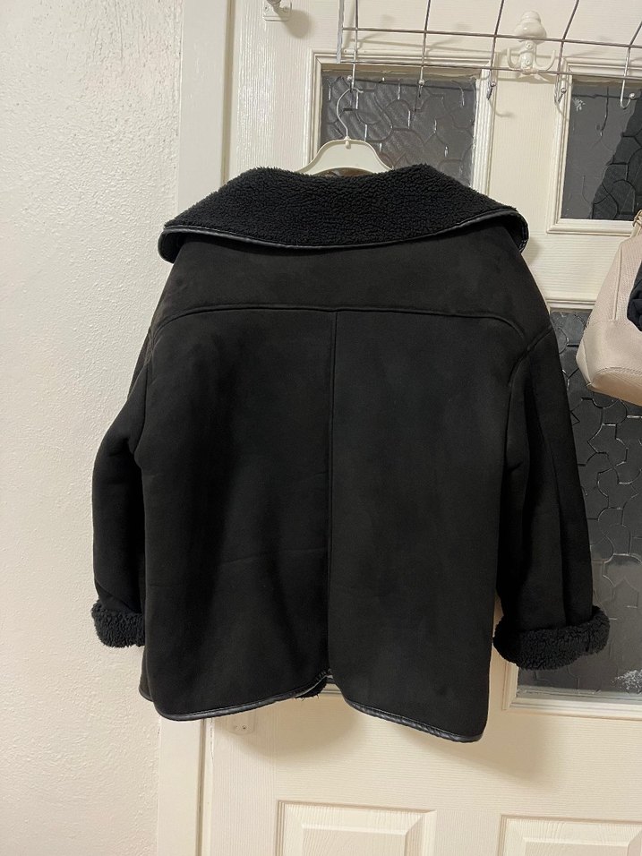 Siyah Süet Tüylü Midi Kadın Ceket - Görsel 2