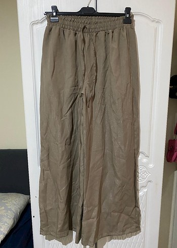 Bej Bol Kesim Keten Kadın Pantolon - Görsel 2