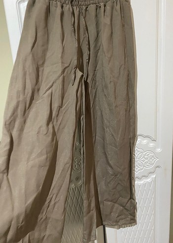 Bej Bol Kesim Keten Kadın Pantolon - Görsel 3