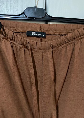 Kadın Kahverengi Keten Bohem Salaş Pantolon - Görsel 2