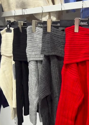 Kırmızı Kayık Yaka Örgü Kadın Kazak - Görsel 3