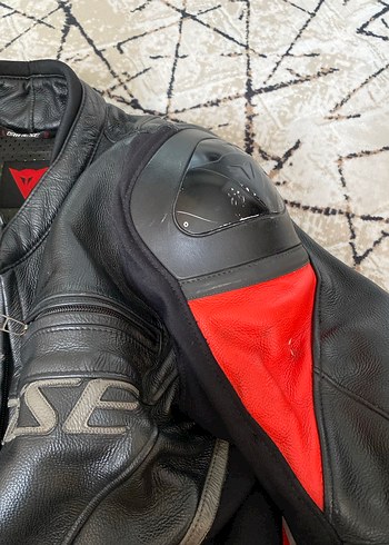 m Beden siyah Renk Dainese Kırmızı Siyah Deri Erkek Biker Ceket