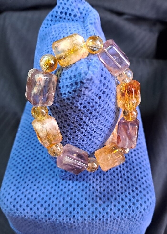 Doğal taş Sitrin-Ametist bileklik - Görsel 2