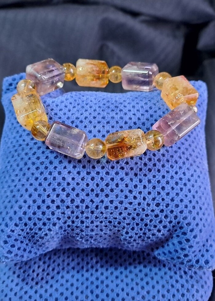 Doğal taş Sitrin-Ametist bileklik - Görsel 3