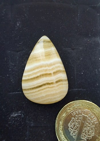 Sarı Bantlı kalsit kabaşon Doğaltaş - Görsel 4