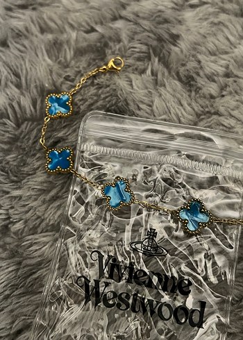 Mavi Parlak Zincir Detaylı Kadın El Zinciri - Görsel 2