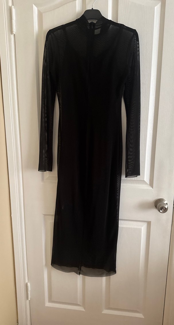 Uzun Siyah Gotik Drapeli Kadın Elbise - Görsel 2