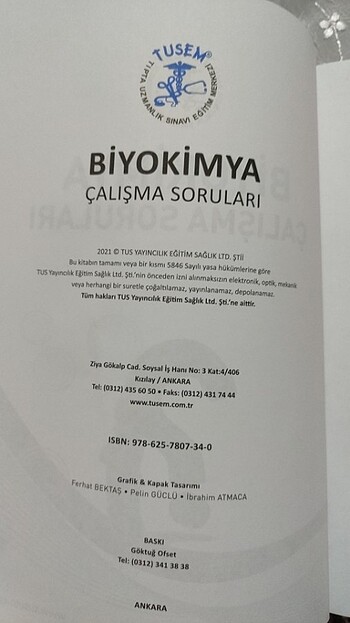  TUS-TUSEM BİYOKİMYA ÇALİŞMA SORULARİ