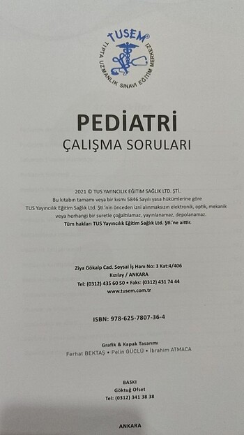 TUSEM PEDİATRİ ÇALIŞMA SORULARI