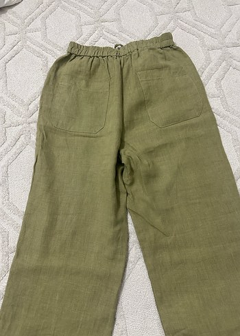Kadın Keten Haki Rahat Pantolon - Görsel 3