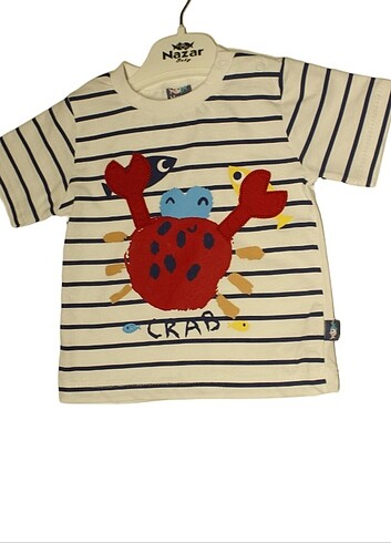 Yengeç baskılı ikili erkek bebek şortlu takım  - Görsel 2