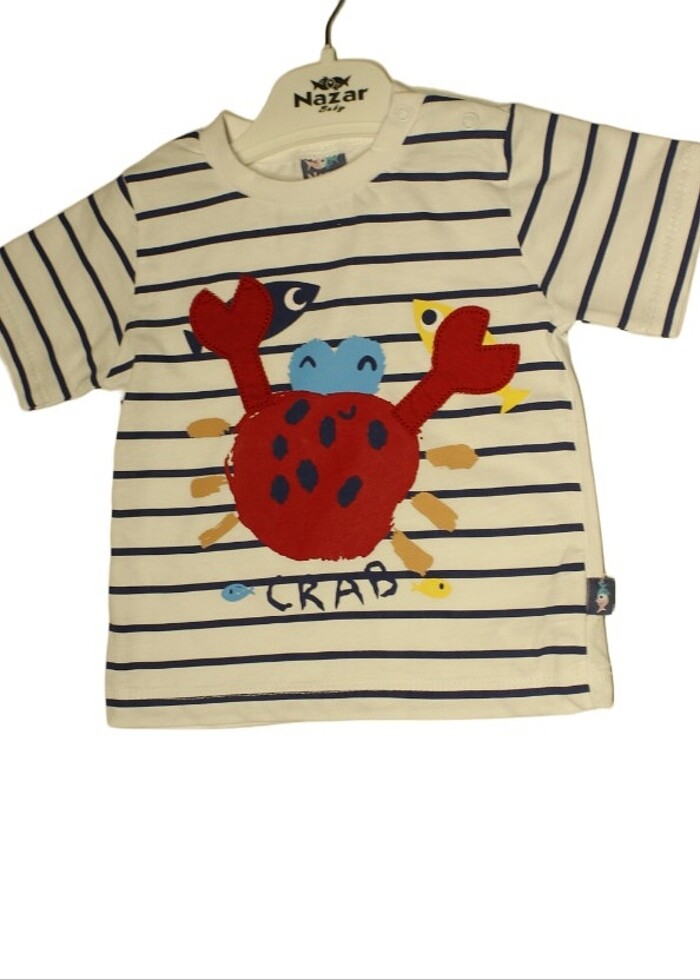 Yengeç baskılı ikili erkek bebek şortlu takım  - Görsel 2