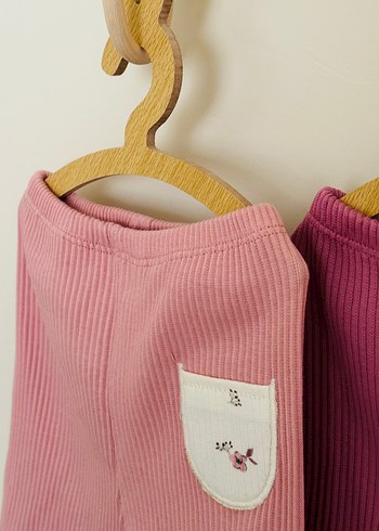Nakışlı Triko Bebek Kız Tayt Seti - Görsel 8