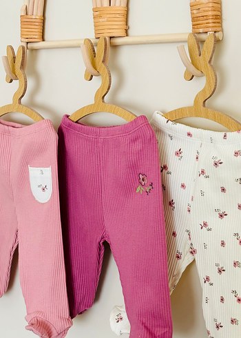 Nakışlı Triko Bebek Kız Tayt Seti - Görsel 7