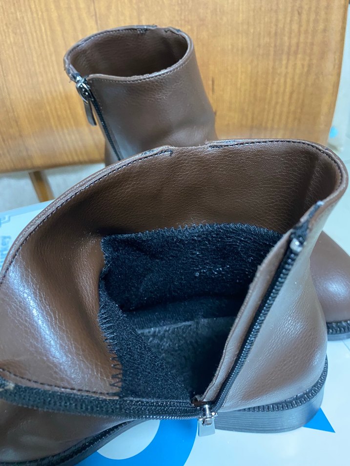 Kahverengi Deri Kadın Dolgu Topuklu Bot - Görsel 4