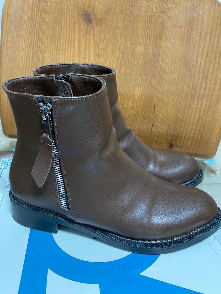 Kahverengi Deri Kadın Dolgu Topuklu Bot - Görsel 2