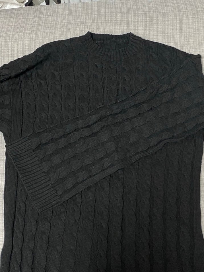 Siyah uzun triko elbise - Görsel 2