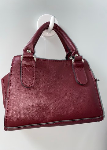 Bordo Deri Kadın Çanta Fermuarlı - Görsel 3