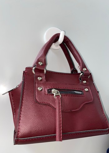 Bordo Deri Kadın Çanta Fermuarlı - Görsel 2