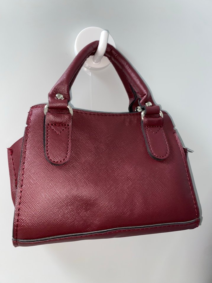 Bordo Deri Kadın Çanta Fermuarlı - Görsel 3