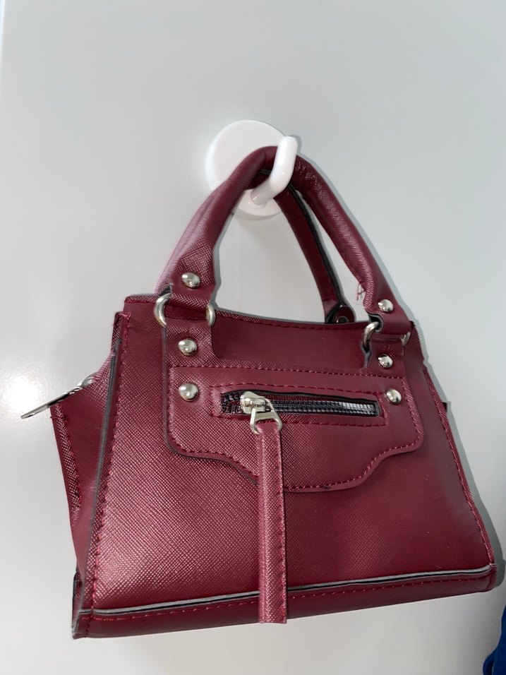 Bordo Deri Kadın Çanta Fermuarlı - Görsel 2