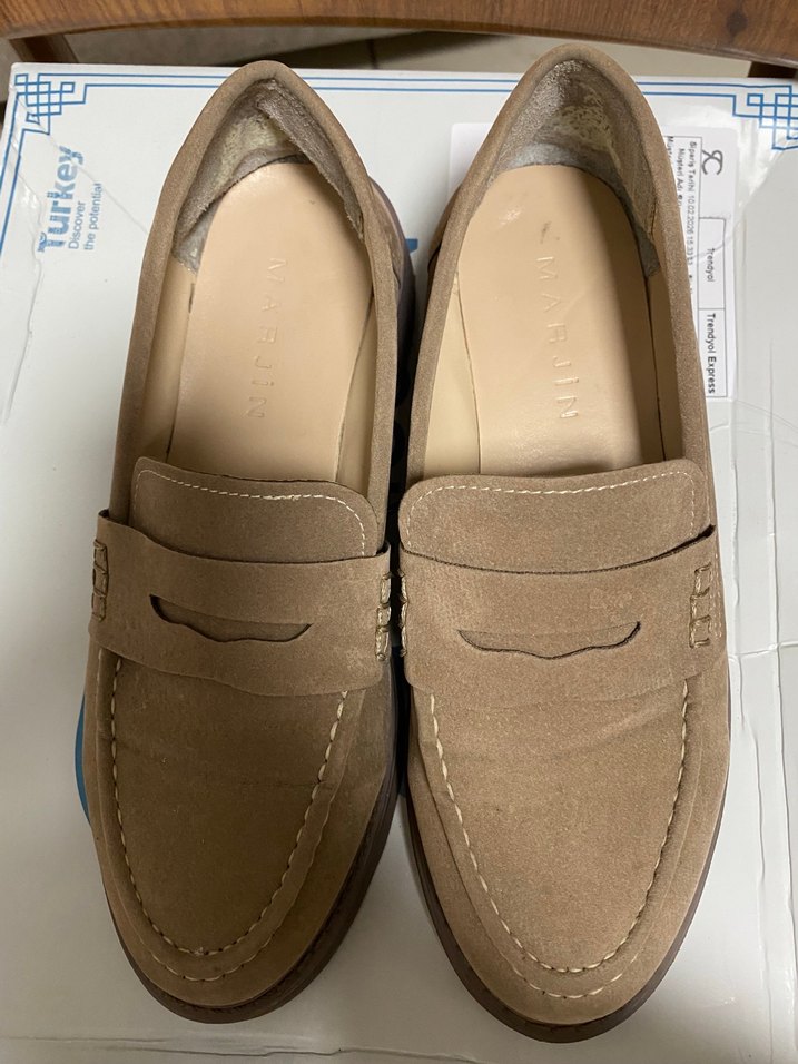 Bej Süet Kadın Laofer Ayakkabı - Görsel 4