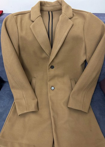 Taba Erkek Süet Düğmeli Midi Ceket - Görsel 3