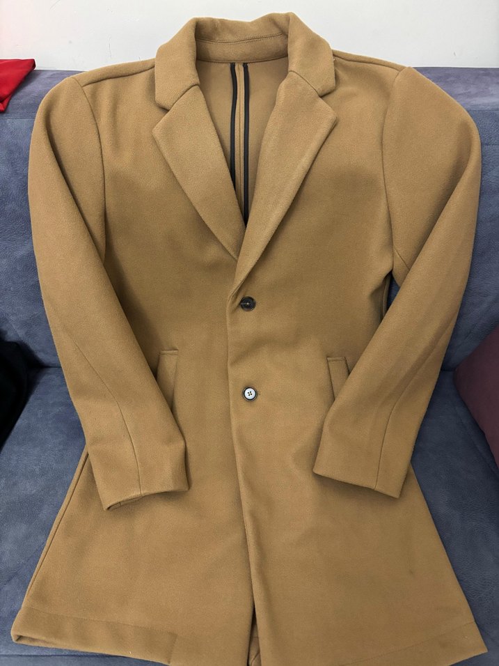 Taba Erkek Süet Düğmeli Midi Ceket - Görsel 2