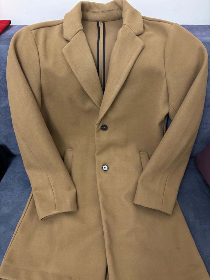 Taba Erkek Süet Düğmeli Midi Ceket - Görsel 3