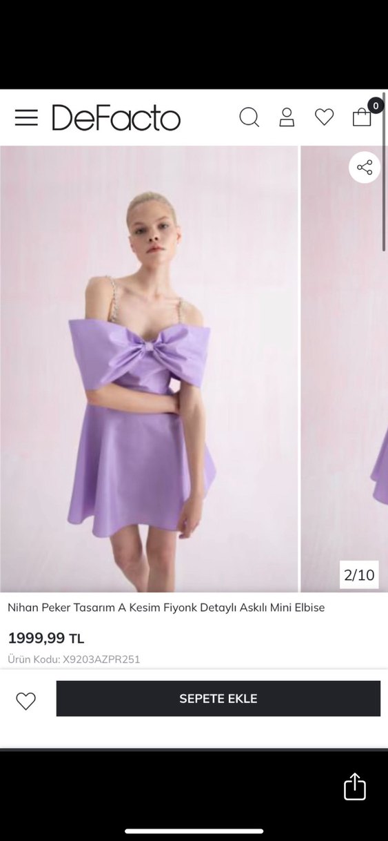 Fiyonk Detaylı Mor Mini Straplez Elbise Abiye - Görsel 5