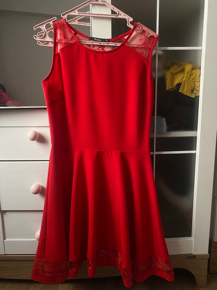 Kırmızı kına gece elbisesi abiye - Görsel 2