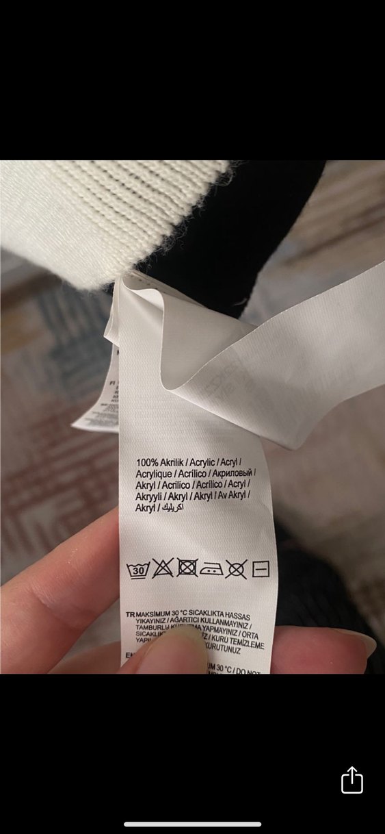 Uzun Kollu, Kısa, Triko Siyah Beyaz Renk BlokluKadın Kazak - Görsel 4