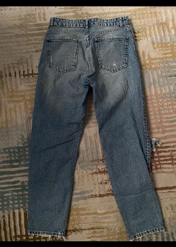 s Beden mavi Renk Orijinal Zara Bol Kesim Mavi Yırtık Kot Pantolon