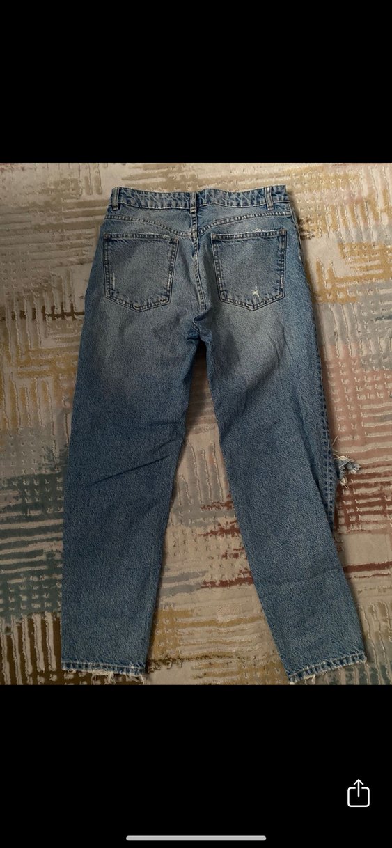Orijinal Zara Bol Kesim Mavi Yırtık Kot Pantolon - Görsel 3