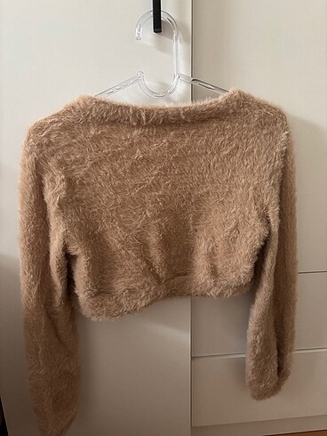 s Beden camel Renk Bershka Hırka Crop Kısa Tüylü
