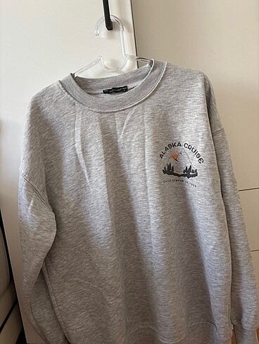Oversize Sweatshirt Gri Baskılı