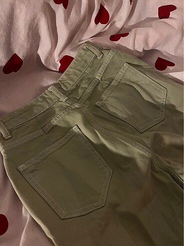 xs Beden haki Renk PASTEL YEŞİL KOT PANTOLON