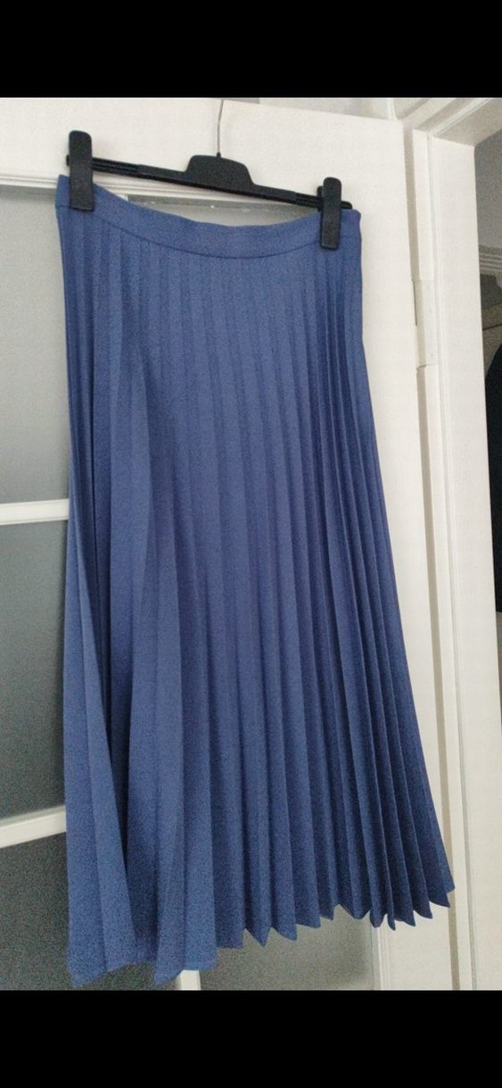 Mavi Keten Hamile Bluzu, Uzun Kollu, Pilili - Görsel 2