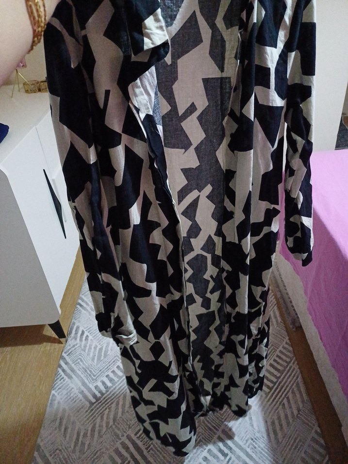 Zebra Desenli Salaş Hamile Uzun Ceket - Görsel 3