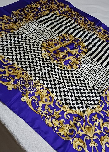 Zincir Detaylı Parlak Mor Kadın Fular eşarp - Görsel 3