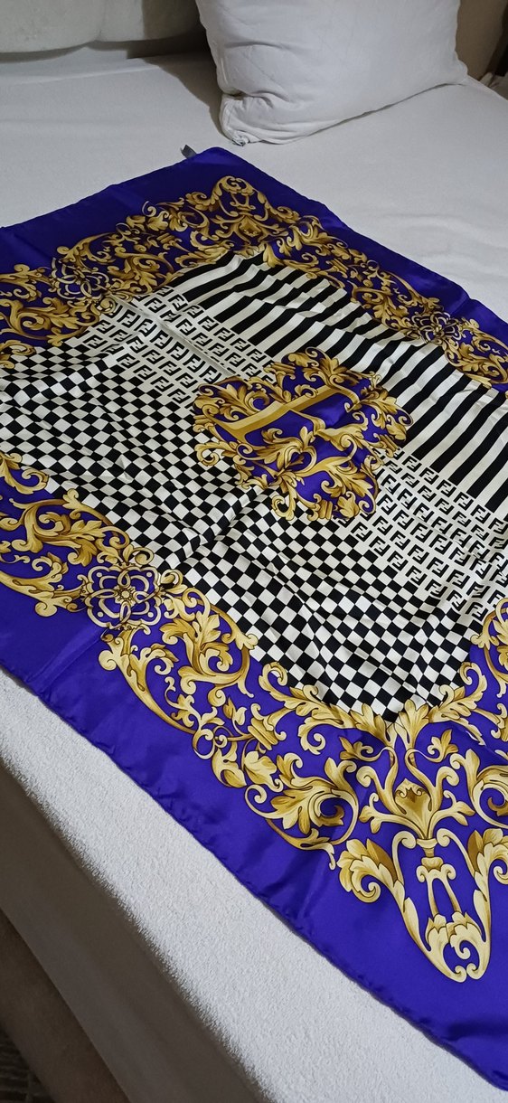 Zincir Detaylı Parlak Mor Kadın Fular eşarp - Görsel 3