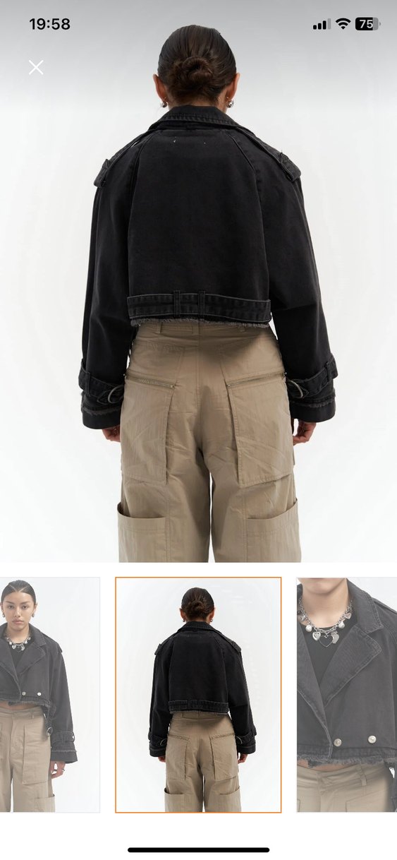 Siyah Kemerli Kısa Kot Trençkot - Görsel 3