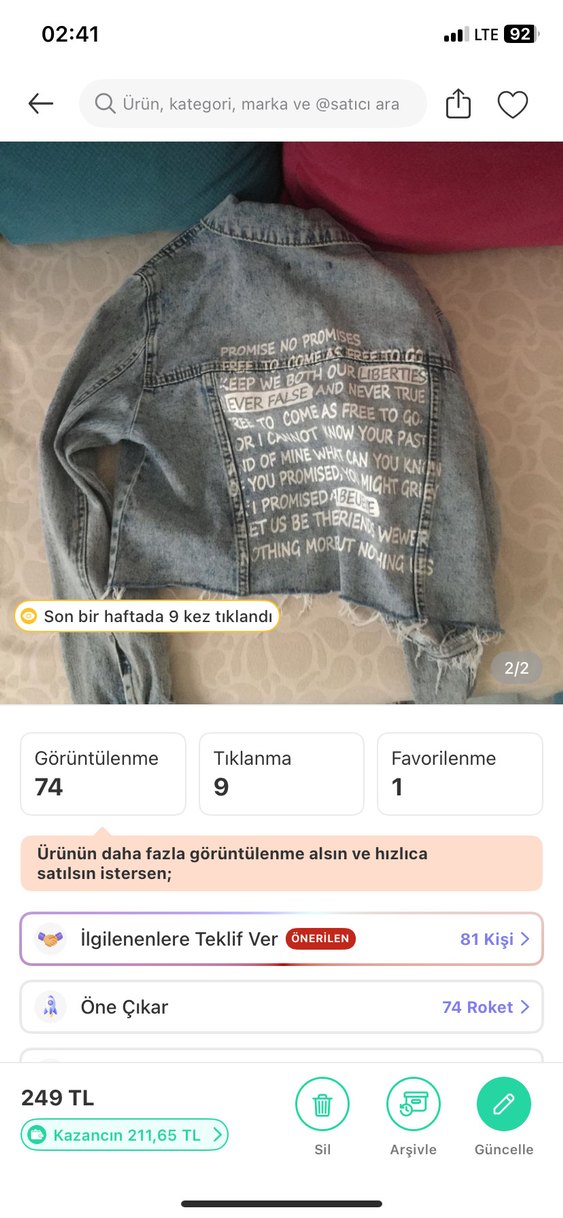 Gri Baskılı Kadın Denim Ceket - Görsel 3