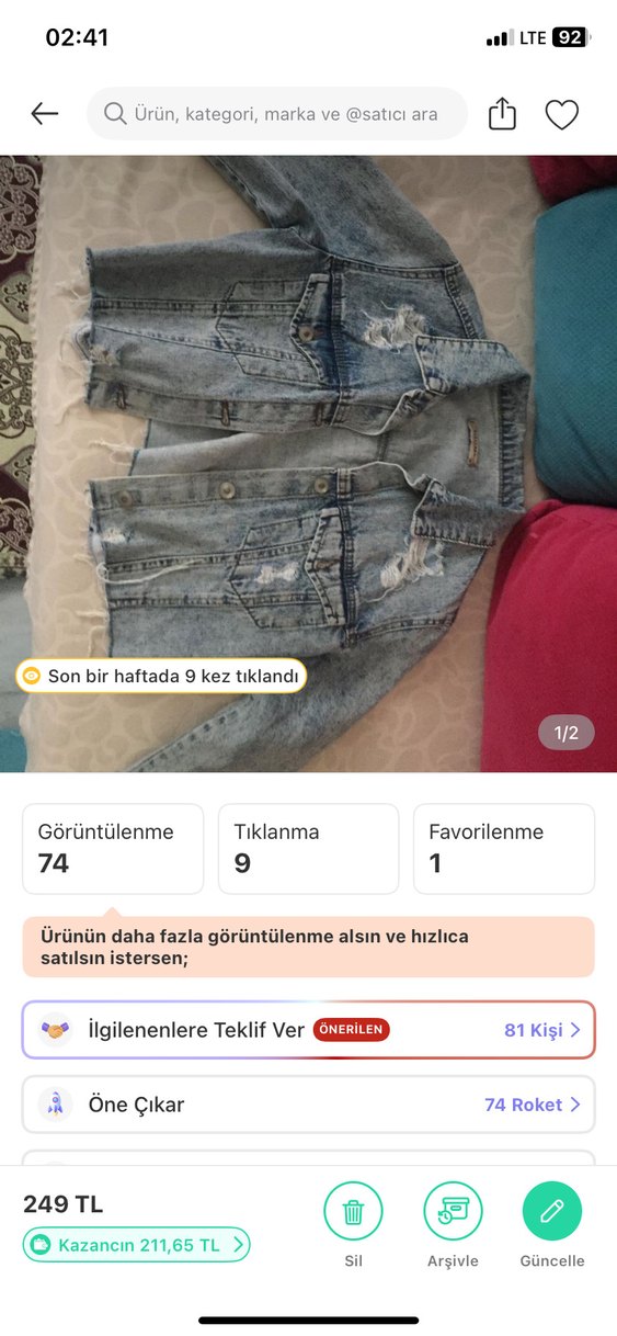 Gri Baskılı Kadın Denim Ceket - Görsel 2