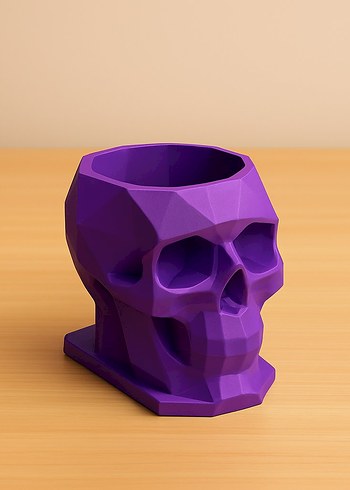 Mor Kafatası Şeklinde Kalemlik - Görsel 2