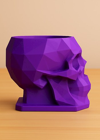 Mor Kafatası Şeklinde Kalemlik - Görsel 4